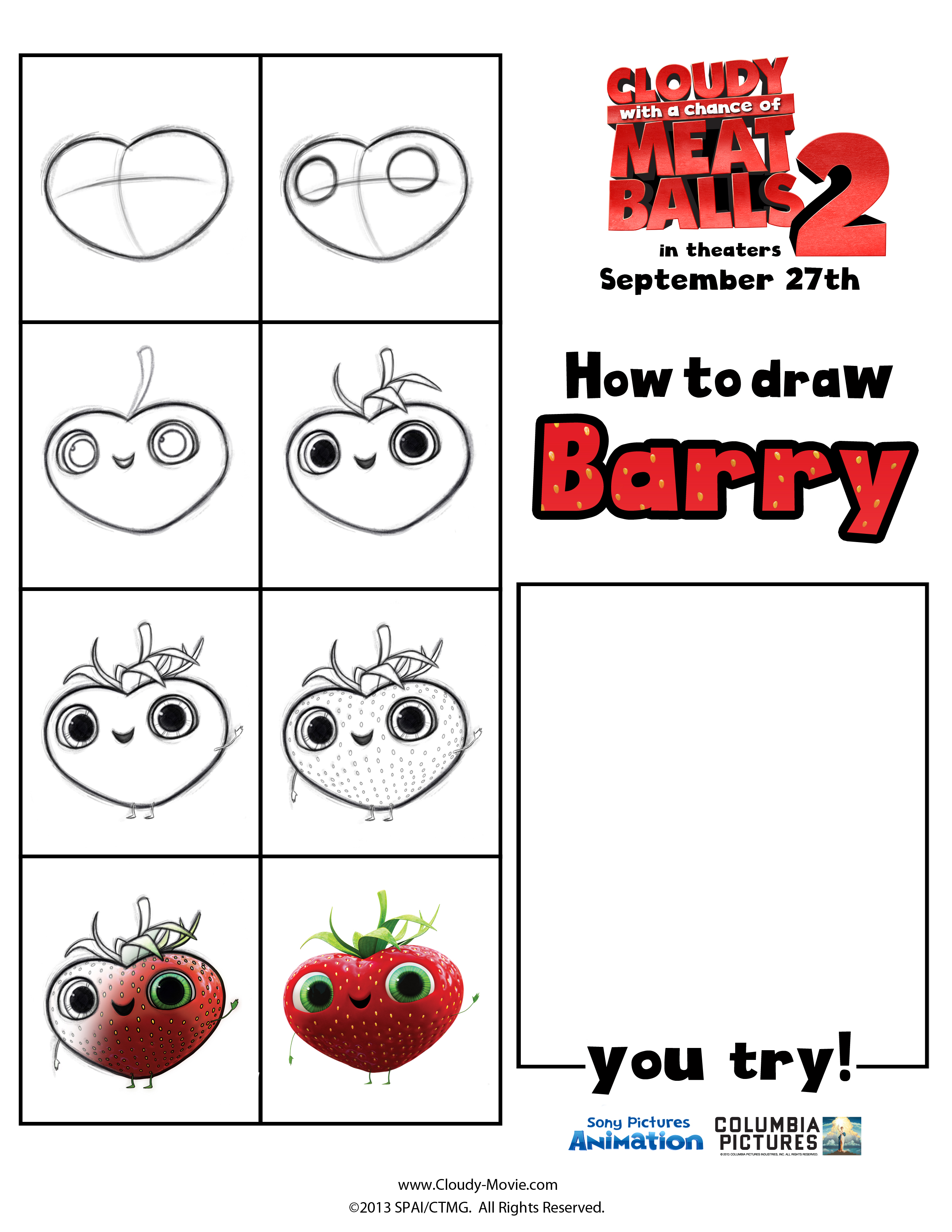 strawberry cloudy with a chance of meatballs 2 drawing