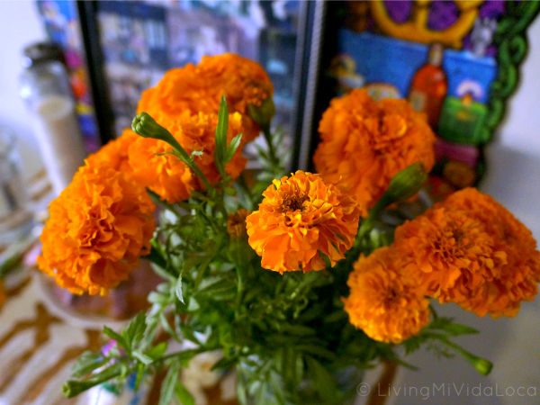 Marigolds at Day of the Dead altar