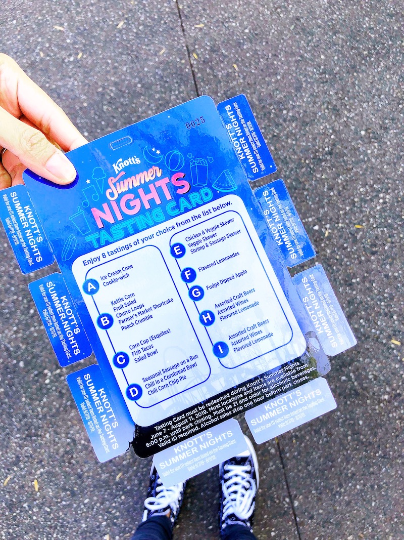 Knott's Summer nights tasting card prices and food offerings - livingmividaloca.com - #LivingMiVidaLoca #KnottsBerryFarm