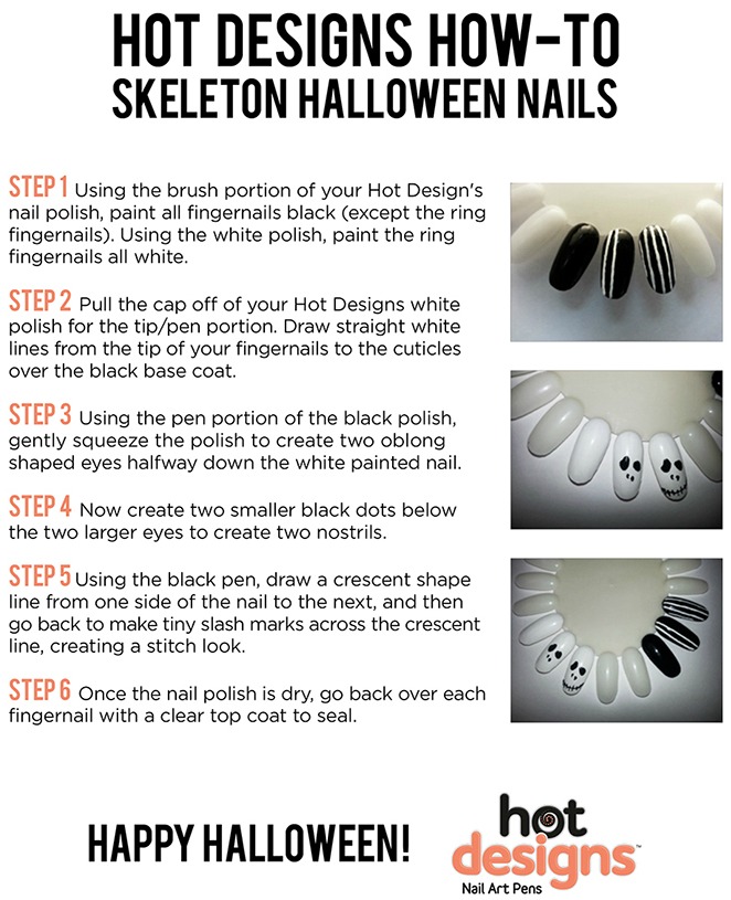 How to do Halloween Skeleton nails