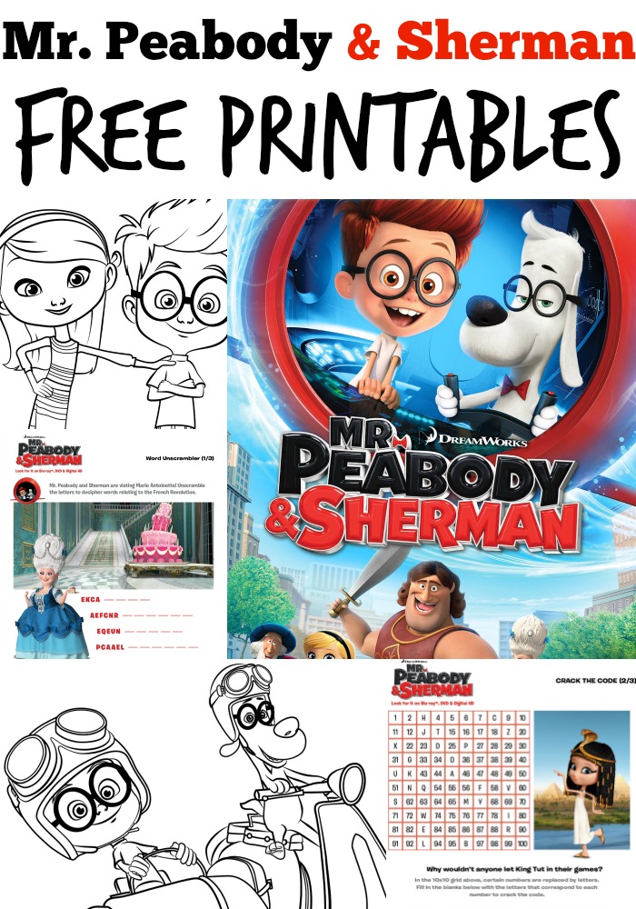 Mr Peabody and Sherman Free Activity Sheets printables