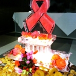 Pink ribbon ice sculpture at Knott's for the Cure