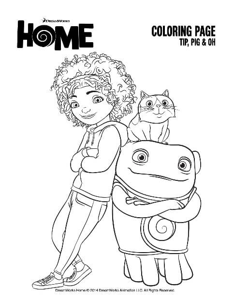 HOME Coloring Page - Tip, Pig and Oh