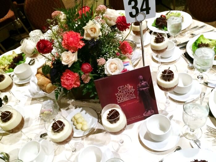 Dinner table at Cesar Chavez Legacy Awards 2015
