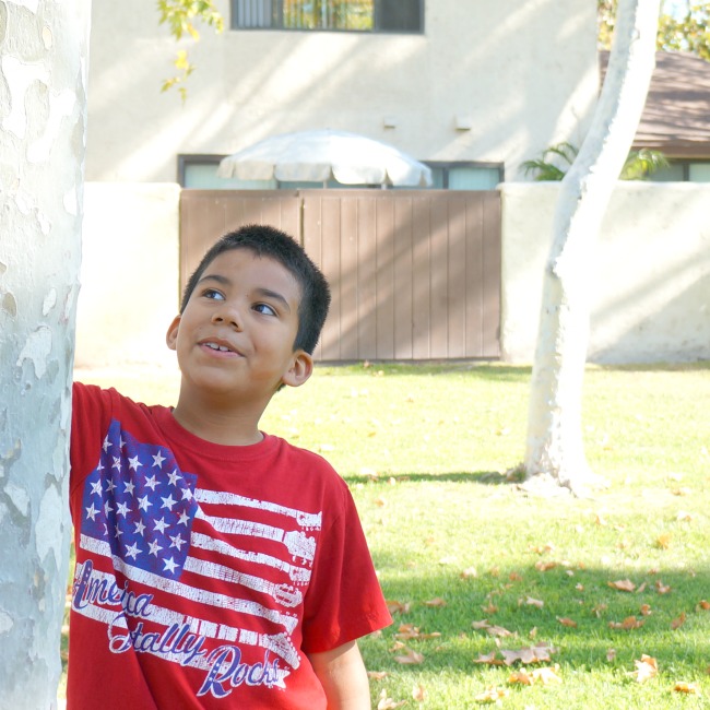 Latino boy with USA tshirt