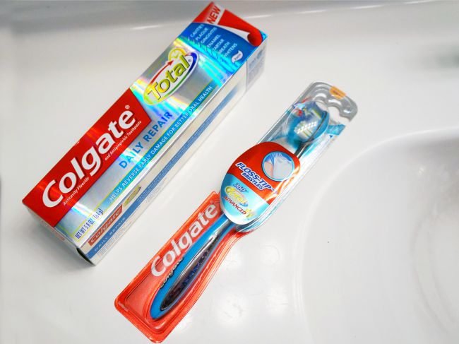 Colgate Total Daily Repair toothpaste and tooth brush