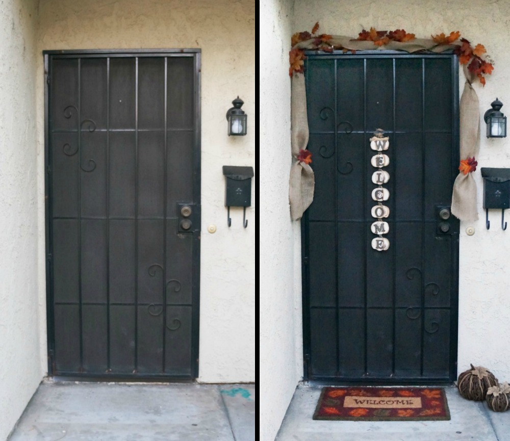 Before and after pictures of front door decor