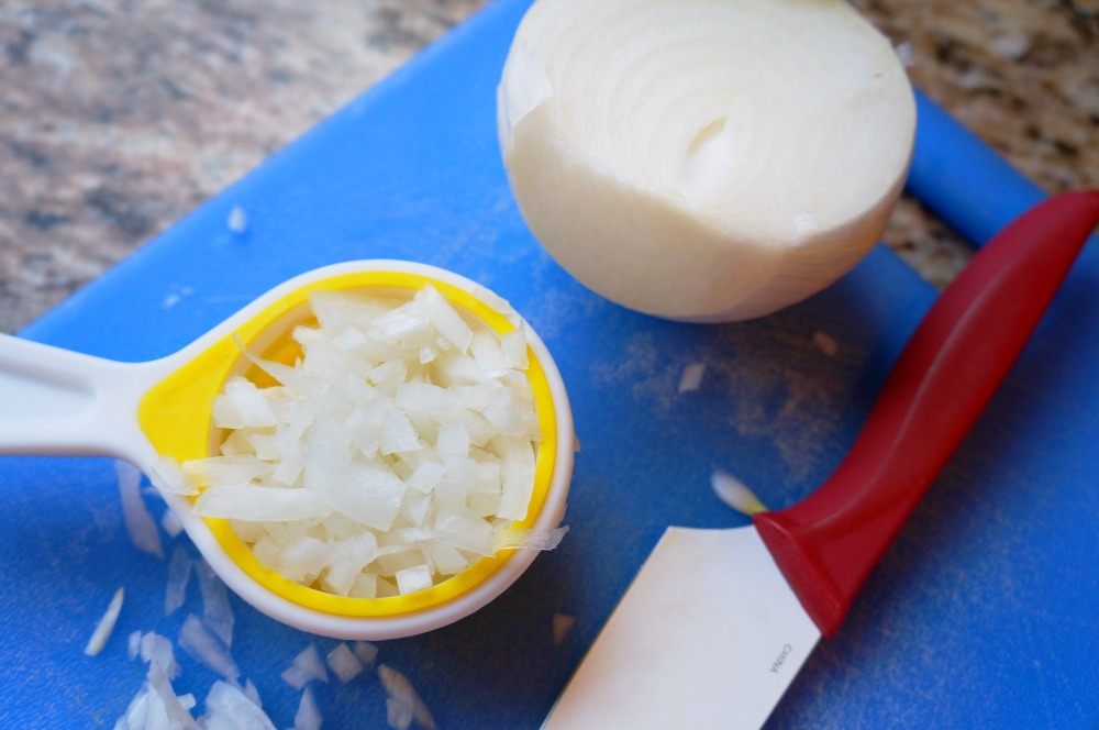 chopped onion for soup