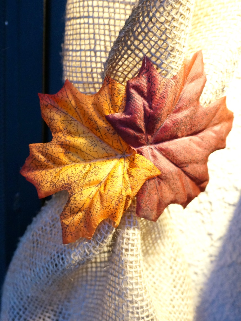 Leaves on burlap