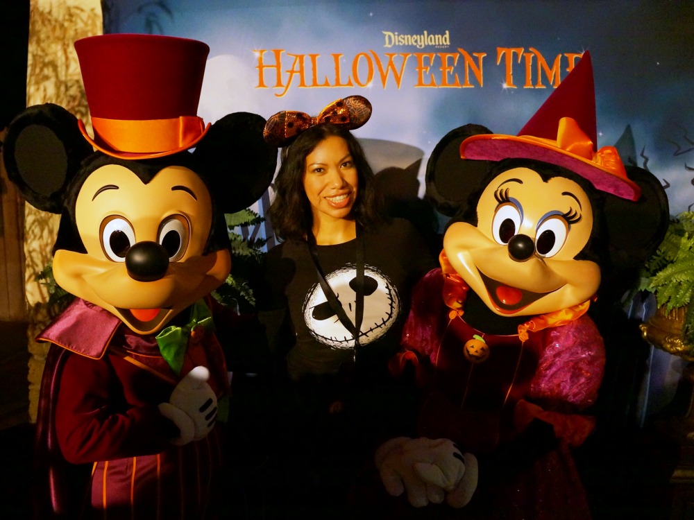 Pattie Cordova with Mickey and Minnie Mouse