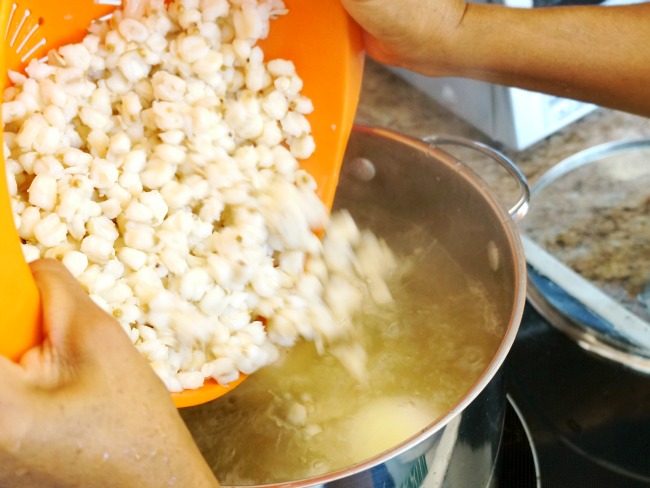 Add hominy to pozole