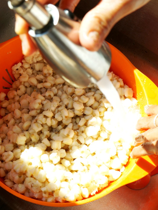 rinsing hominy