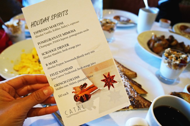 Cocktail menu | LivingMiVidaLoca.com | #livingmividaloca #breakfastwithsanta #christmastraditions #downtowndisney