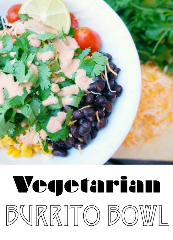 Easy vegetarian burrito bowl served family style