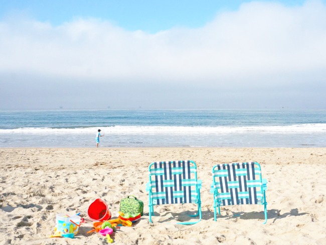 beach chairs on Carpinteria Beach in California // LivingMiVidaLoca.com. Click for more things to do in Anaheim besides Disneyland.