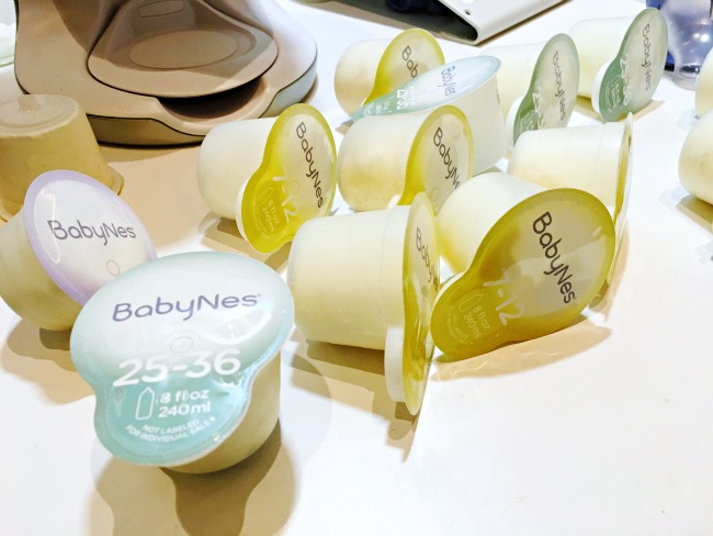 Use the Gerber BabyNes formula capsules to make instant baby bottles with formula