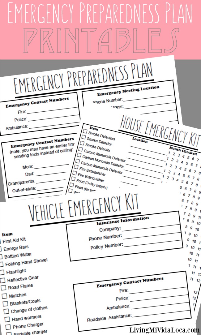 Emergency Plan Printables