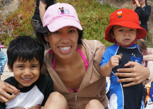 Pattie Cordova at the beach with kids