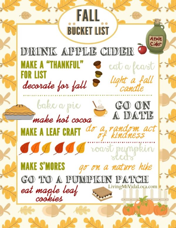 Fall Bucket List Printable