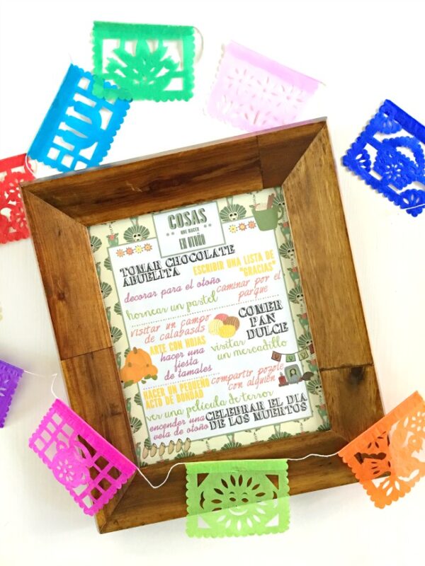 Fall bucket list printable in Spanish Imprimible para el otoño