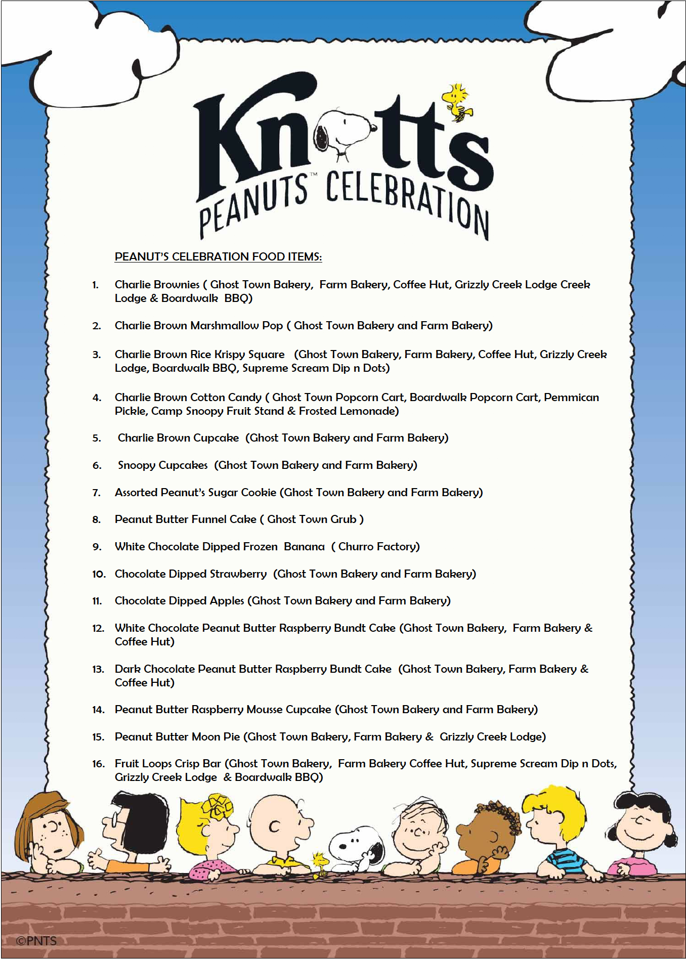PEANUTS Celebration at Knott's Berry Farm in Buena Park. This is the complete food guide. - LivingMiVidaLoca.com