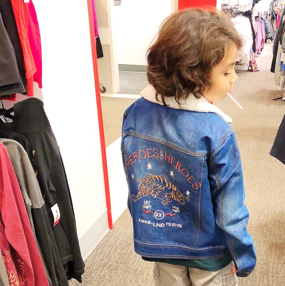 kids jean jacket at Macy's at MainPlace Mall in Santa Ana | livingmividaloca.com | #livingmividaloca #shopmainplace #santaana #mainplacemall #macys #kidstyle #sportystyle