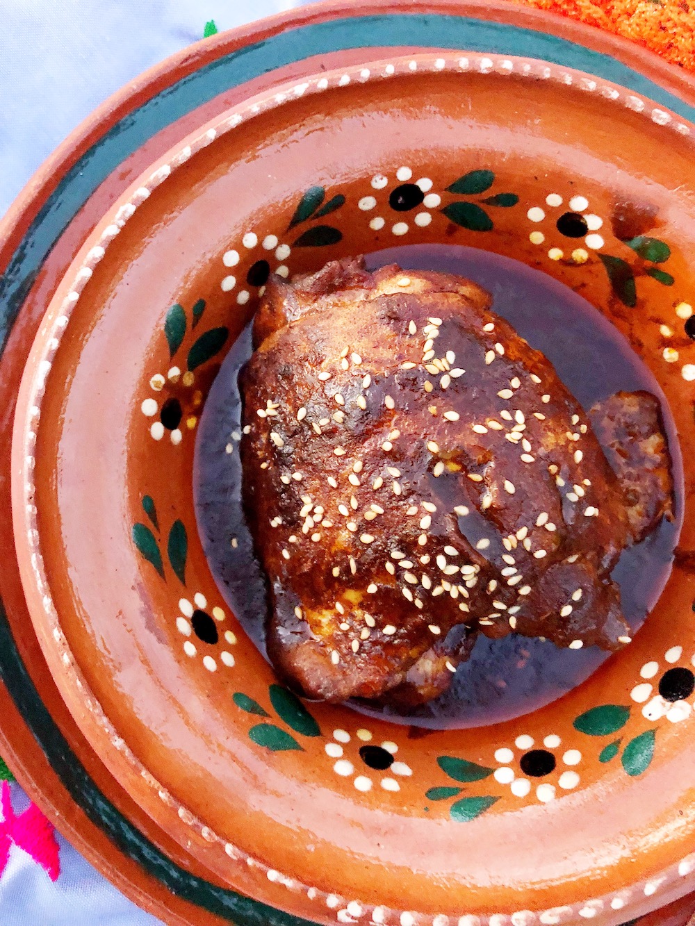 Classic red mole recipe. Make this traditional mole with chicken in under an hour! | LivingMiVidaLoca.com | #LivingMiVidaLoca #Mole #MoleinChicken #ChickeninMole #ChickenMole #TraditionalMexicanRecipes #MexicanFood #MexicanMole