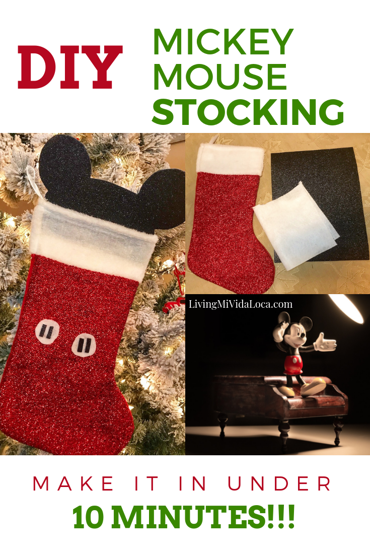 How to make a Mickey Mouse stocking in under 10 minutes - livingmividaloca.com | #LivingMiVidaLoca #DIYChristmasStocking #MickeyMouseStocking #MickeyMouse #DIYChristmas #ChristmasCraft