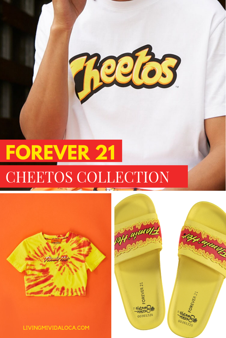Forever 21 x Cheetos limited edition collection includes Cheetos Crunchy and Cheetos Flamin’ Hot printed swimsuits, sweatshirts, t-shirts, dresses and much more. - livingmividaloca.com - #LivingMiVidaLoca #Forever21 #Cheetos