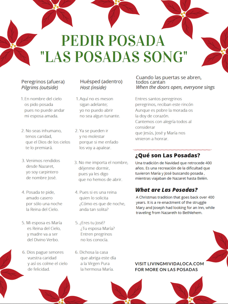 Las Posadas song printable imprimible - livingmividaloca.com - #LMVLSoCal #lasposadas #LatinHoliday