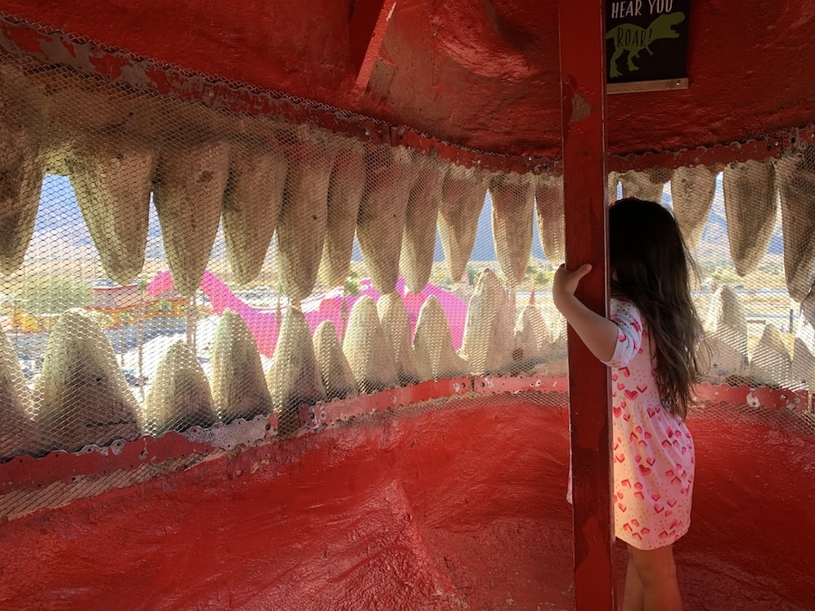 Inside T-rex at Cabazon Dinosaurs attraction in California